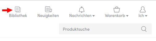 Website navigation bar with icons and search bar